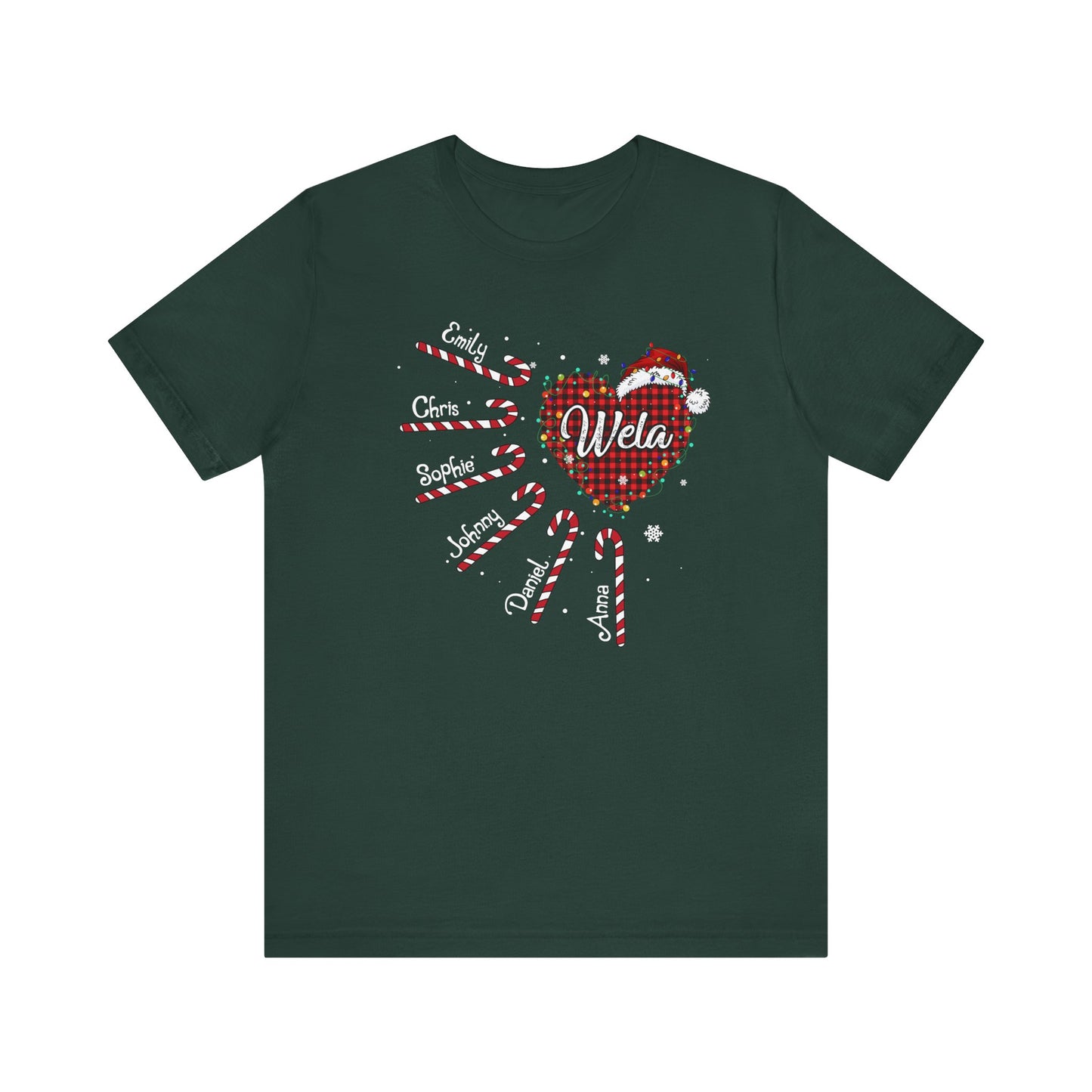 Nana Candy Cane Heart Christmas Tee – Personalized Grandma Holiday Shirt