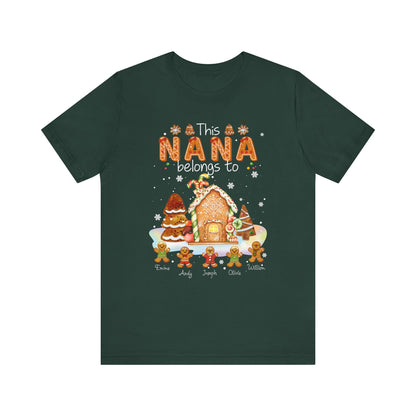 This Grandma Belongs To Gingerbread House T-Shirt — Personalized Grandma Christmas Tee