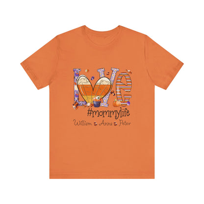 Love #MommyLife T-shirt for Family Celebrations, Perfect Gifts for Mom & Grandma, Autumn Casual Wear, Cozy Season Outfit