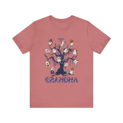 Halloween Boo Tree Custom T-shirt - Personalised Name Halloween Shirt, Gift for Grandma, Fun T-Shirt, Family Reunion Apparel