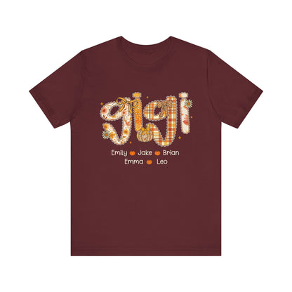 Personalized Mommy Grandma Gigi Thanks Giving T-shirt, Family Gathering Gift, Fall Fashion Top, Custom Name T-Shirt, Gigi Definition Shirt