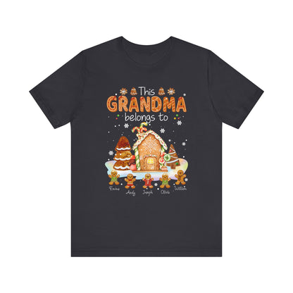 This Grandma Belongs To Gingerbread House T-Shirt — Personalized Grandma Christmas Tee