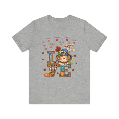 Love Being Grandma Personalised T-shirt - Perfect for Thanksgiving, Gift for Mom & Grandma, Cozy Autumn Style, Seasonal Fashion, Cute Thanksgiving Tops