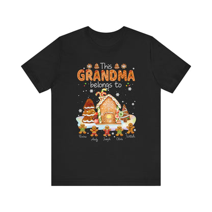 This Grandma Belongs To Gingerbread House T-Shirt — Personalized Grandma Christmas Tee