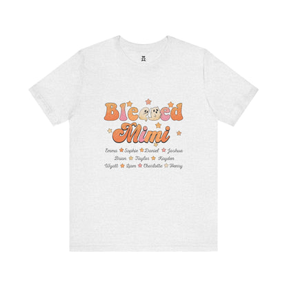 Blessed Nana Customized Grandkid's Names Tee, Personalized Grandparent Gift, Family Reunion Shirt, Cute Nana Apparel, Comfortable Everyday Tee