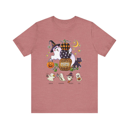 Mimi Boo Halloween Theme Custom Kid's Name Tee, Spooky Ghosts Shirt, Personalised Grandma Shirt