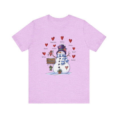 Festive Snowman Love Tee for Winter Celebrations, Gift for Mom & Grandma