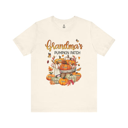 Grandma's Pumpkin Patch Tee, Customized Kid's Names Shirt, Fall T-Shirt, Autumn Apparel, Halloween Gift, Family Gathering Shirt, Harvest Celebration Wear