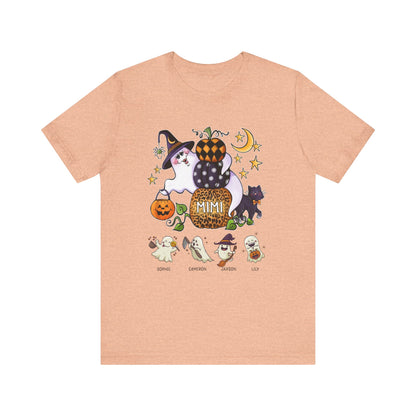 Mimi Boo Halloween Theme Custom Kid's Name Tee, Spooky Ghosts Shirt, Personalised Grandma Shirt