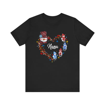 Custom Christmas Heart T-Shirt for Mom & Grandma