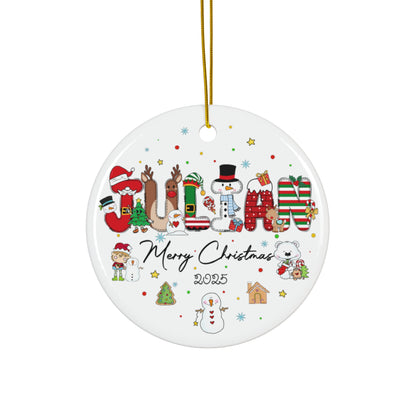 Custom Kid's Name Christmas Alphabet Ceramic Ornament - Custom Baby Name Alphabet Christmas Ornament