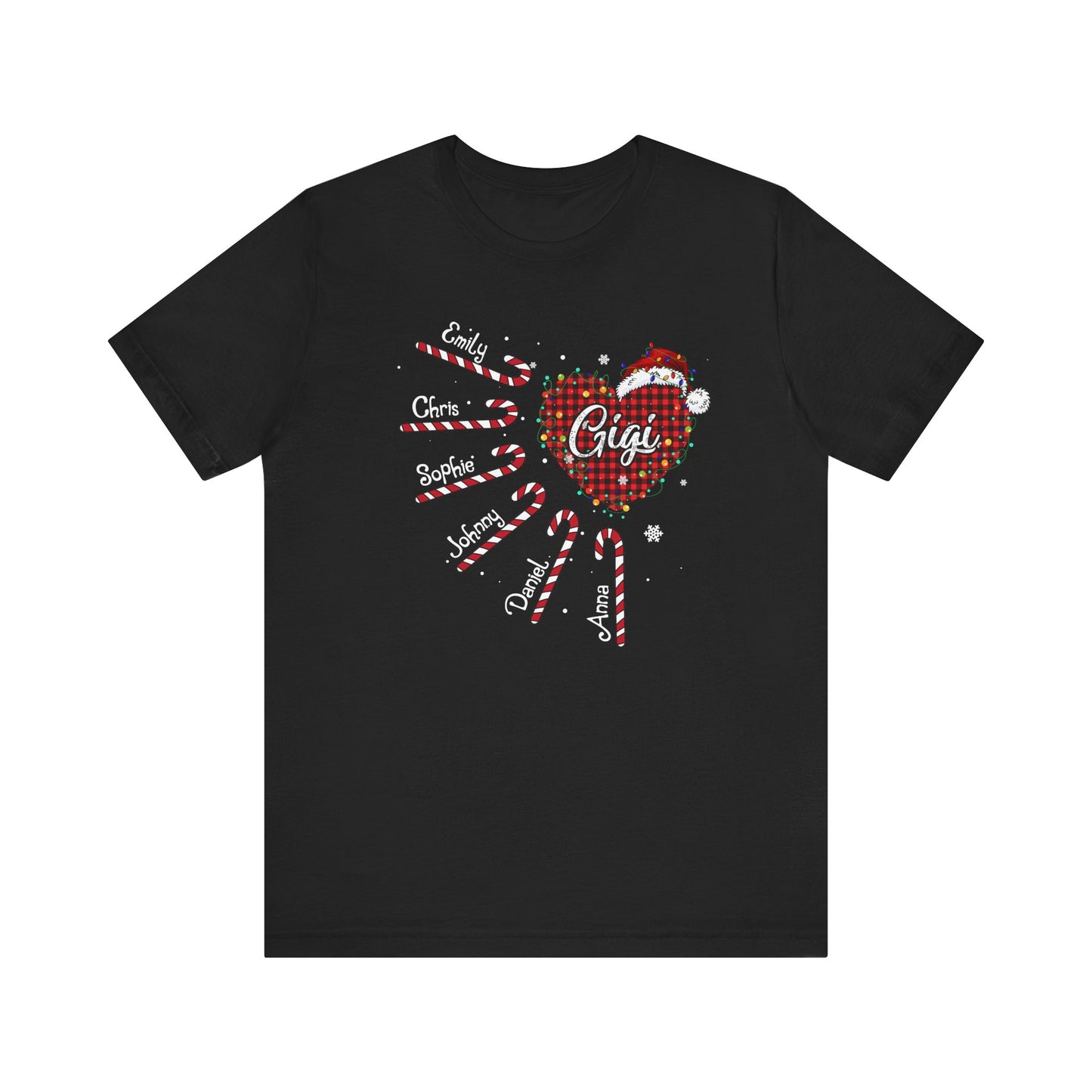 Nana Candy Cane Heart Christmas Tee – Personalized Grandma Holiday Shirt