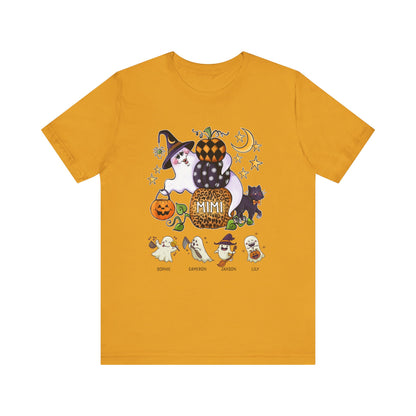 Mimi Boo Halloween Theme Custom Kid's Name Tee, Spooky Ghosts Shirt, Personalised Grandma Shirt