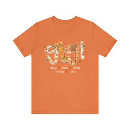Personalized Mommy Grandma Gigi Thanks Giving T-shirt, Family Gathering Gift, Fall Fashion Top, Custom Name T-Shirt, Gigi Definition Shirt