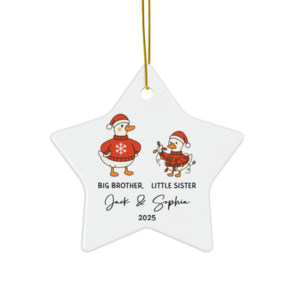 Personalized Family Holiday Ornament, Christmas Decoration, Gift for Kids, Big Brother Little Sister, Custom Keepsake