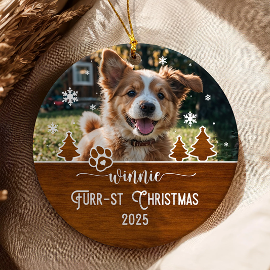 First Christmas | Personalized Pet Christmas Ornament | Custom Ceramic Star Decoration | Holiday Keepsake, Cat & Dog Memorial, Seasonal Decor, Pet Lover Gift