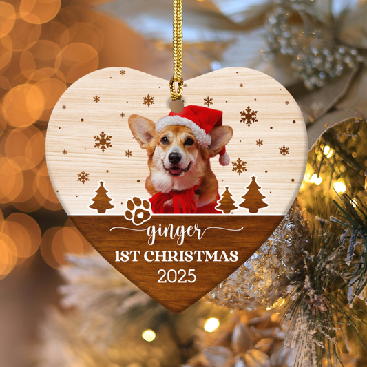 Personalized Pet Ceramic Ornament, Custom Christmas Decoration, Dog Lover Gift, Holiday Keepsake, 1st Christmas 2025, Christmas gift for Pet lover