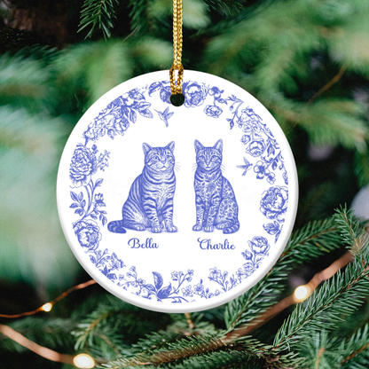 Fleur de lis Personalized Pet Portrait Ceramic Ornament, Dog and Cat Decorations, Pet Lover Gift, Christmas Tree Ornament, Customizable Holiday Decor