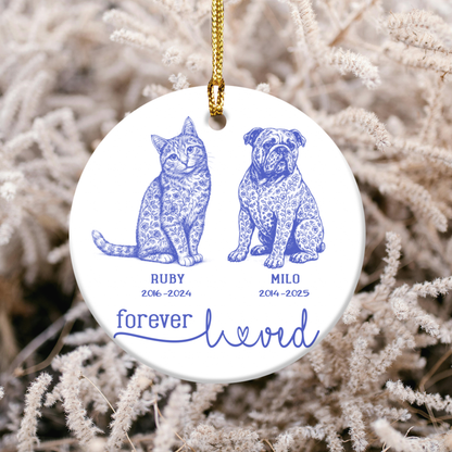 Memorial Pet Ornament, Customizable Remembrance Decoration, Pet Loss Tribute, Holiday Keepsake, Personalized Gift for Animal Lovers