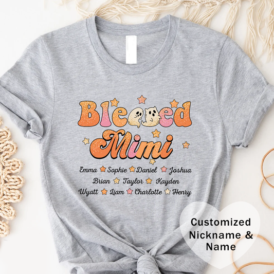 Blessed Nana Customized Grandkid's Names Tee, Personalized Grandparent Gift, Family Reunion Shirt, Cute Nana Apparel, Comfortable Everyday Tee