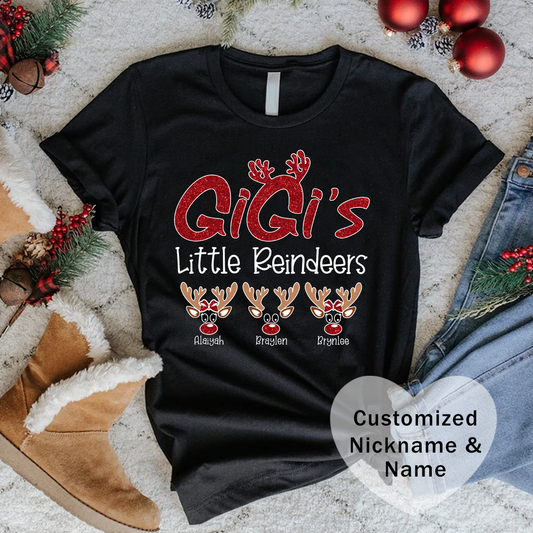 Personalized Family Christmas Tee, Mommy's Little Reindeers Shirt, Holiday Gift for Family