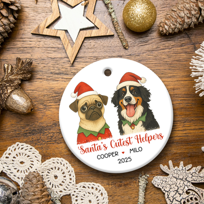 Santa’s Cutest Helpers Personalized Photo & Names Christmas Ornament, Custom Pet Decoration for Holiday Tree, Unique Gift for Pet Lovers