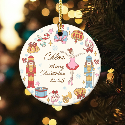 Ballerina Personalized Christmas Ceramic Ornament, Star Shape Holiday Decor, Custom Name Ornaments, Unique Holiday Gift, Nutcracker Ornament