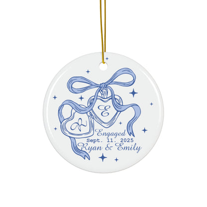 Engagement Announcement Ceramic Ornament - Customizable with Date & Names