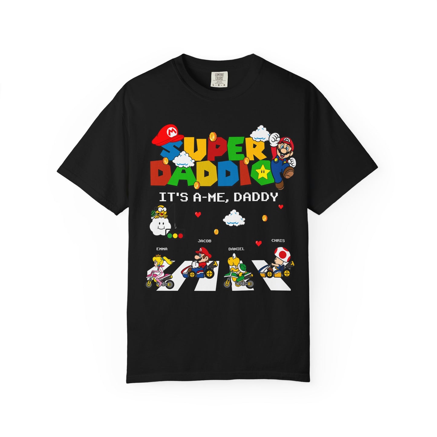 Super Daddio Personalised Kid's Name T-shirt - Fun Father's Day Gift, Gamer Dad Apparel, Video Game Lover Tee, Casual Everyday Wear