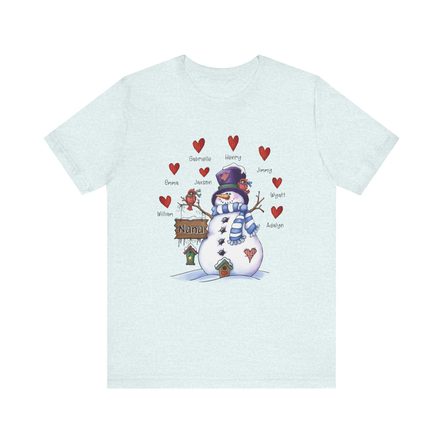 Festive Snowman Love Tee for Winter Celebrations, Gift for Mom & Grandma