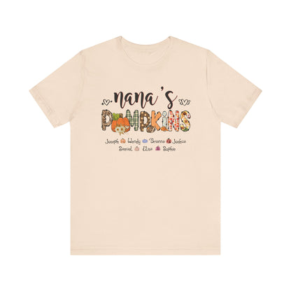 Mommy's Pumpkins Customized Kid's Name T-shirt | Fall Family Shirt, Thanksgiving Outfit, Gift for Mom & Grandma