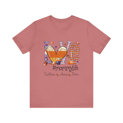 Love #MommyLife T-shirt for Family Celebrations, Perfect Gifts for Mom & Grandma, Autumn Casual Wear, Cozy Season Outfit