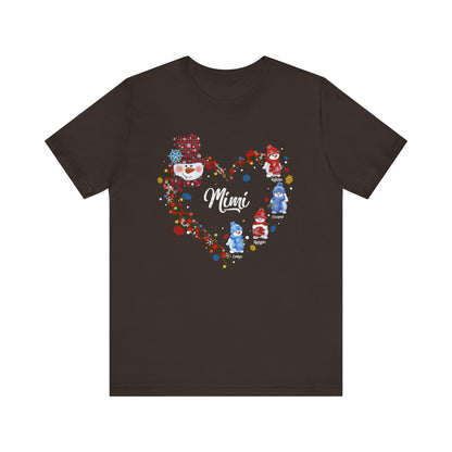 Custom Christmas Heart T-Shirt for Mom & Grandma