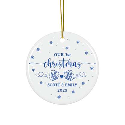 Personalized Ceramic Ornament - Our 1st Christmas for Couple, Custom Holiday Decorations, Christmas Gifts for Couple, Family Keepsakes, Unique Christmas Gifts