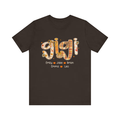 Personalized Mommy Grandma Gigi Thanks Giving T-shirt, Family Gathering Gift, Fall Fashion Top, Custom Name T-Shirt, Gigi Definition Shirt