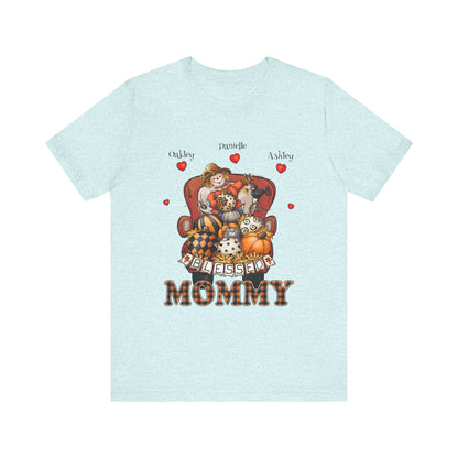 Blessed Mommy & Grandma Customized Kid's Names T-Shirt, Cozy Family Tee, Perfect Gift for Moms, Fall Apparel, Cute Family Outfit, Seasonal Fashion