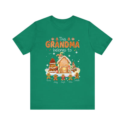 This Grandma Belongs To Gingerbread House T-Shirt — Personalized Grandma Christmas Tee
