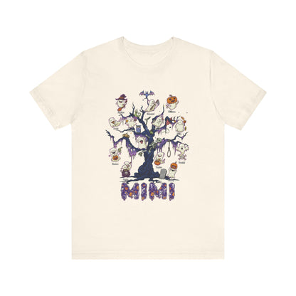 Halloween Boo Tree Custom T-shirt - Personalised Name Halloween Shirt, Gift for Grandma, Fun T-Shirt, Family Reunion Apparel