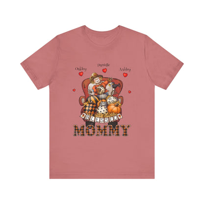 Blessed Mommy & Grandma Customized Kid's Names T-Shirt, Cozy Family Tee, Perfect Gift for Moms, Fall Apparel, Cute Family Outfit, Seasonal Fashion