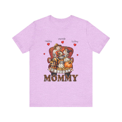 Blessed Mommy & Grandma Customized Kid's Names T-Shirt, Cozy Family Tee, Perfect Gift for Moms, Fall Apparel, Cute Family Outfit, Seasonal Fashion
