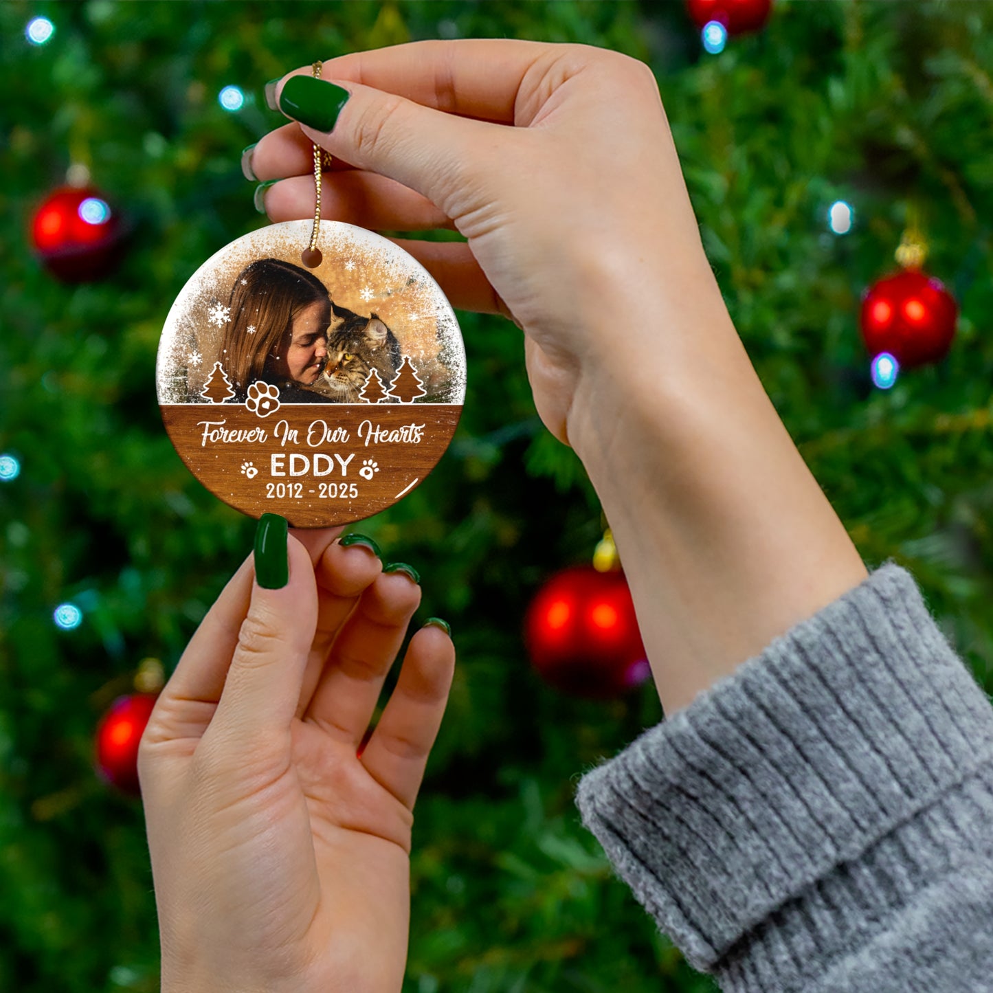 Forever in Our Hearts - Personalized Pet Memorial Ceramic Ornament | Forever In Our Hearts | Custom Shape Decoration | Holiday Gift, Keepsake for Loss, [...]