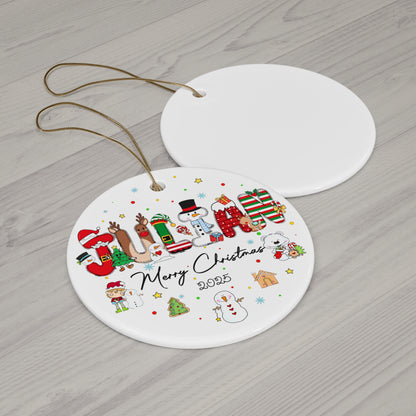 Custom Kid's Name Christmas Alphabet Ceramic Ornament - Custom Baby Name Alphabet Christmas Ornament