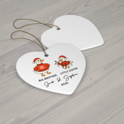 Personalized Family Holiday Ornament, Christmas Decoration, Gift for Kids, Big Brother Little Sister, Custom Keepsake