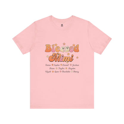 Blessed Nana Customized Grandkid's Names Tee, Personalized Grandparent Gift, Family Reunion Shirt, Cute Nana Apparel, Comfortable Everyday Tee