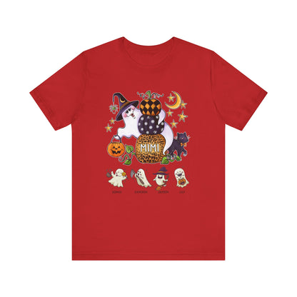 Mimi Boo Halloween Theme Custom Kid's Name Tee, Spooky Ghosts Shirt, Personalised Grandma Shirt
