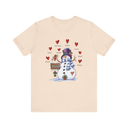 Festive Snowman Love Tee for Winter Celebrations, Gift for Mom & Grandma