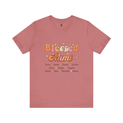 Blessed Nana Customized Grandkid's Names Tee, Personalized Grandparent Gift, Family Reunion Shirt, Cute Nana Apparel, Comfortable Everyday Tee