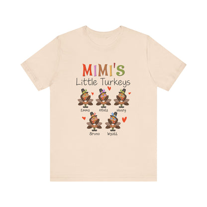 Grandma's Little Turkeys Custom Tee - Family Thanksgiving Shirt, Cute Holiday Apparel, Personalized Gift for Mom & Grandma