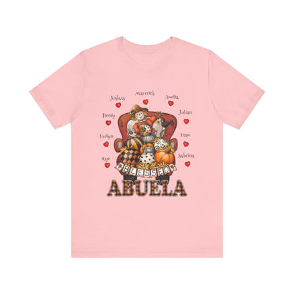 Blessed Mommy & Grandma Customized Kid's Names T-Shirt, Cozy Family Tee, Perfect Gift for Moms, Fall Apparel, Cute Family Outfit, Seasonal Fashion