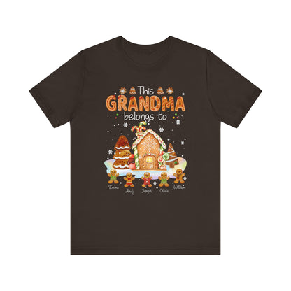 This Grandma Belongs To Gingerbread House T-Shirt — Personalized Grandma Christmas Tee